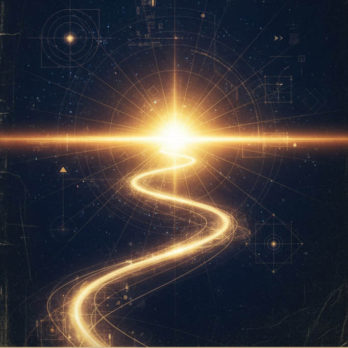 Symbolic horizon of light suggesting inquiry and discovery